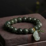 Green Jade Bracelet with Pixiu - Invite Wealth & Calming Energies - Image 5