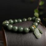 Green Jade Bracelet with Pixiu - Invite Wealth & Calming Energies - Image 8