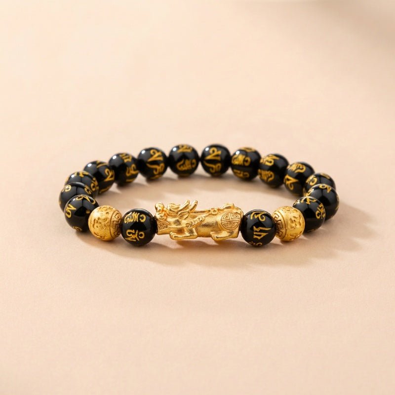 Feng Shui Bracelet - Pixiu Black Obsidian Bracelet for Wealth - Image 1