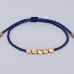Five Lucky Beads Copper Bracelet - Blue & Red String - Image 5
