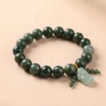 Green Jade Bracelet with Pixiu - Invite Wealth & Calming Energies