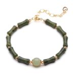 Hetian Jade Peridot Lucky Bamboo Bracelet - Image 2