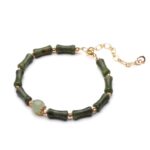 Hetian Jade Peridot Lucky Bamboo Bracelet - Image 3