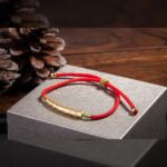 Tibetan Red/Gold String Bracelet - Buddhist Lucky Charm - Image 3