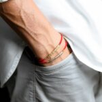 Tibetan Red/Gold String Bracelet - Buddhist Lucky Charm - Image 2