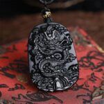 Natural Black Obsidian Dragon Protection Necklace - Image 4