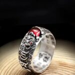 Natural Garnet Pixiu Ring - Feng Shui Wealth Ring - Image 2