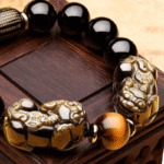 Natural Gold Obsidian Double Pixiu Bracelet - Image 2