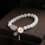 Natural Light Green Jade Bead Bracelet for Luck - Image 2