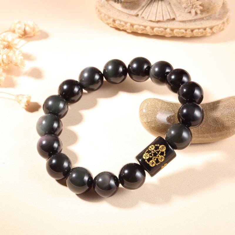 NaturalRainbowObsidianPositiveTransformationBracelet1.jpg Natural Rainbow Obsidian Healing Bracelet - Image 1