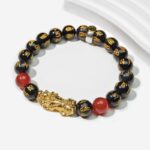 Year of the Fire Horse Wealth Bracelet - Black Obsidian Red Agate Pixiu Bracelet - Image 5