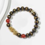 Year of the Fire Horse Wealth Bracelet - Black Obsidian Red Agate Pixiu Bracelet - Image 6