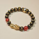Year of the Fire Horse Wealth Bracelet - Black Obsidian Red Agate Pixiu Bracelet - Image 3