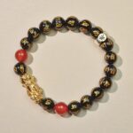 Year of the Fire Horse Wealth Bracelet - Black Obsidian Red Agate Pixiu Bracelet - Image 4